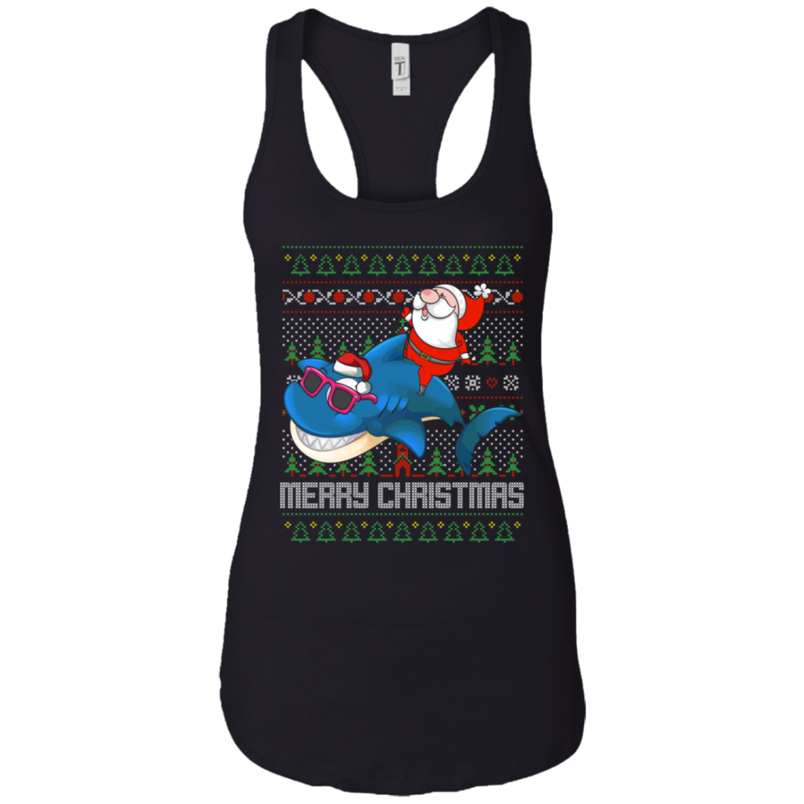 Santa Riding Shark Merry Xmas Gift Tshirt