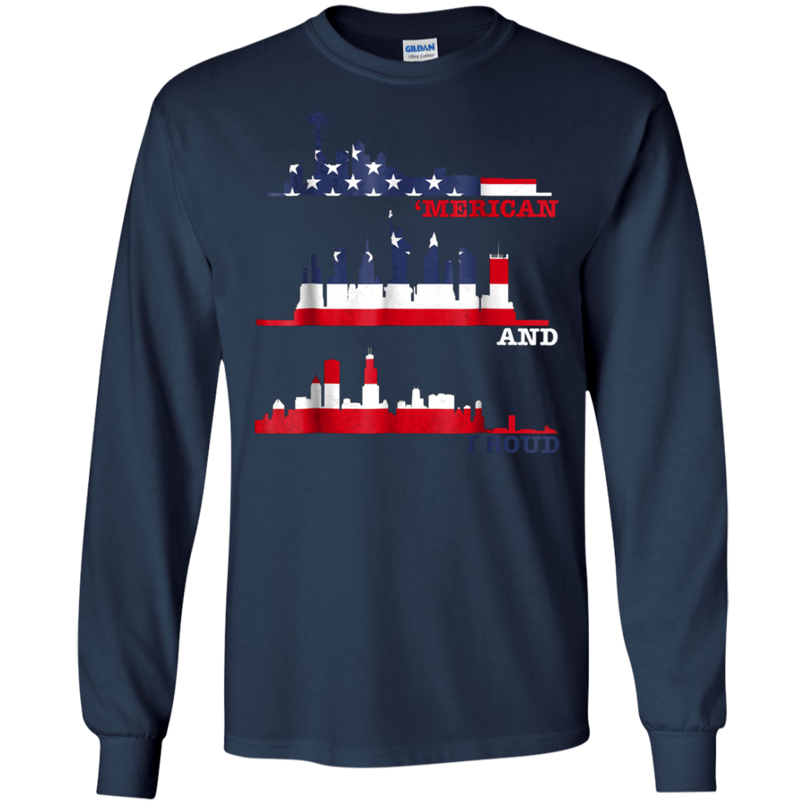 'Merican and Proud Awesome Patriotic 4th July T-Shirt