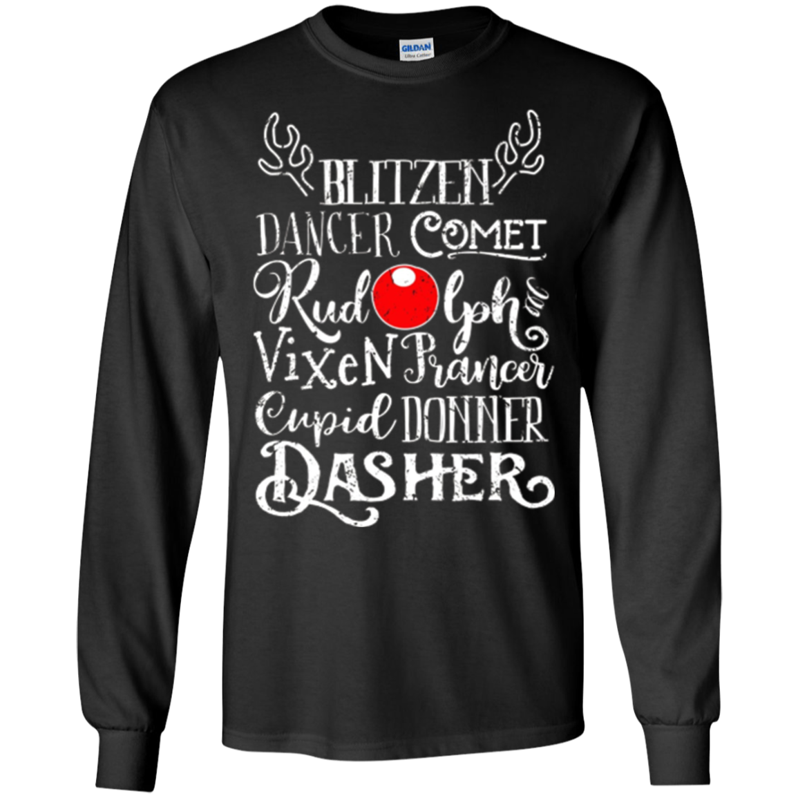 Santa's Reindeer Rudolph List Vintage Christmas Gift T-Shirt