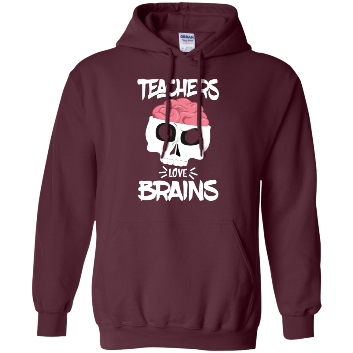 Funny Halloween Skull Teachers Love Brains Long Sleeve Shirt