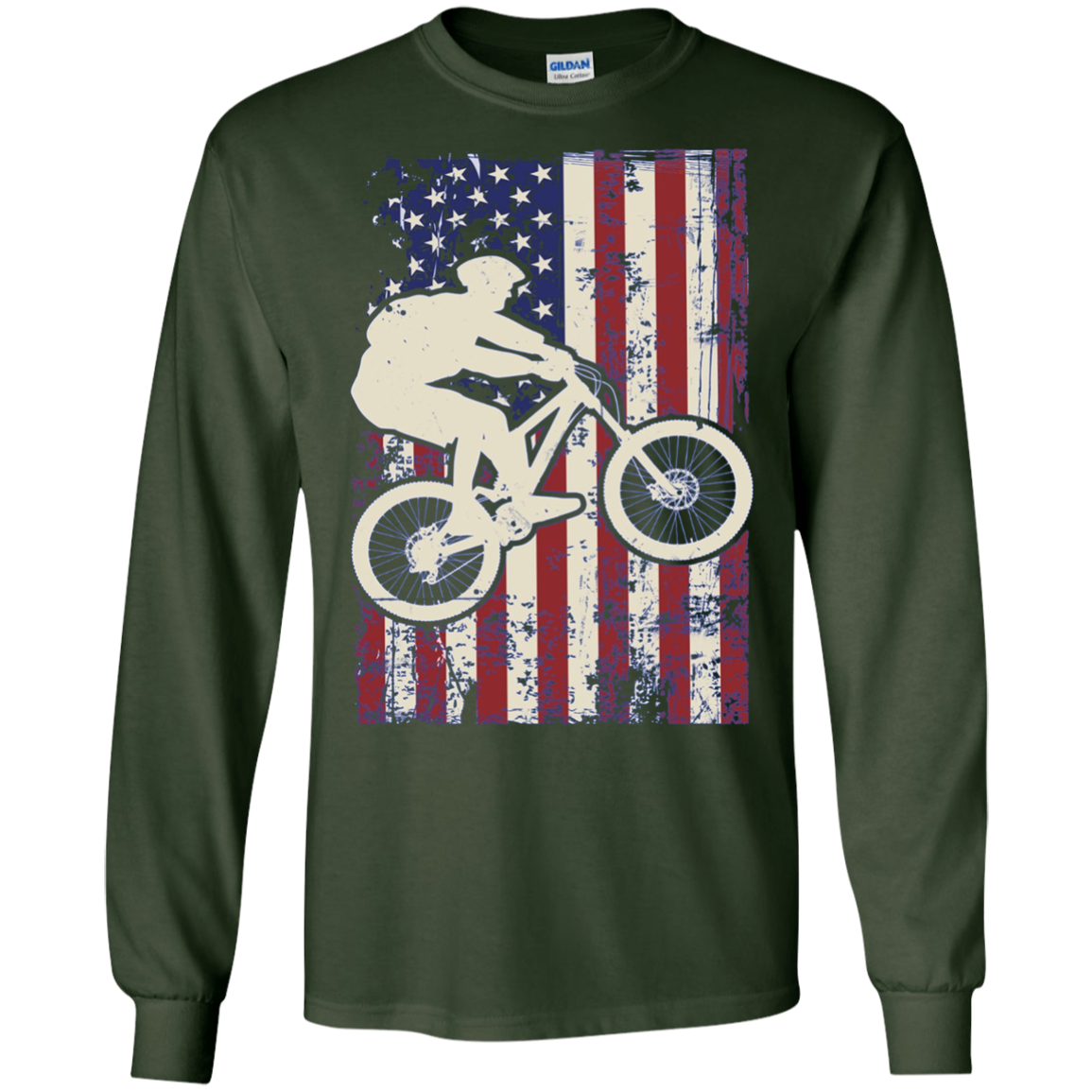 American Flag Mountain Biking Shirt Long Sleeve Bike Lover