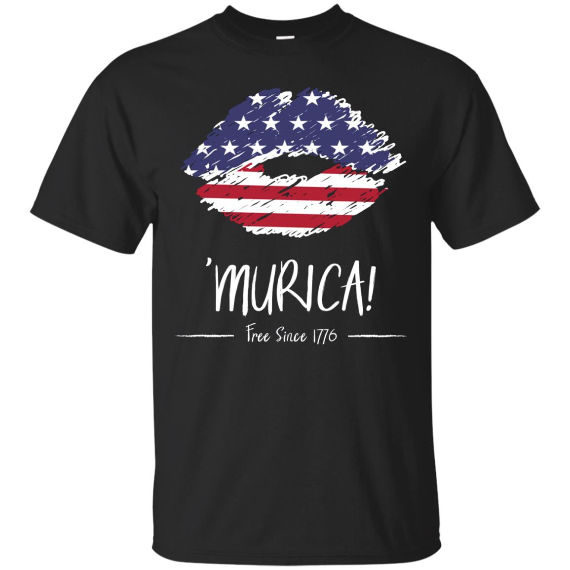 'Murica Shirt America Flag on Lips, 4th July