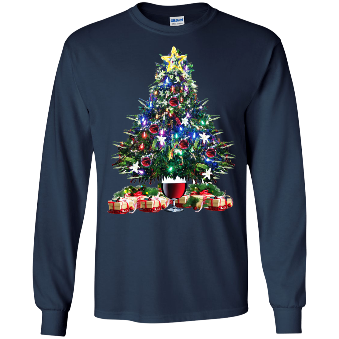 Christmas Tree Wine Glass - Merry Xmas Shirt Tee