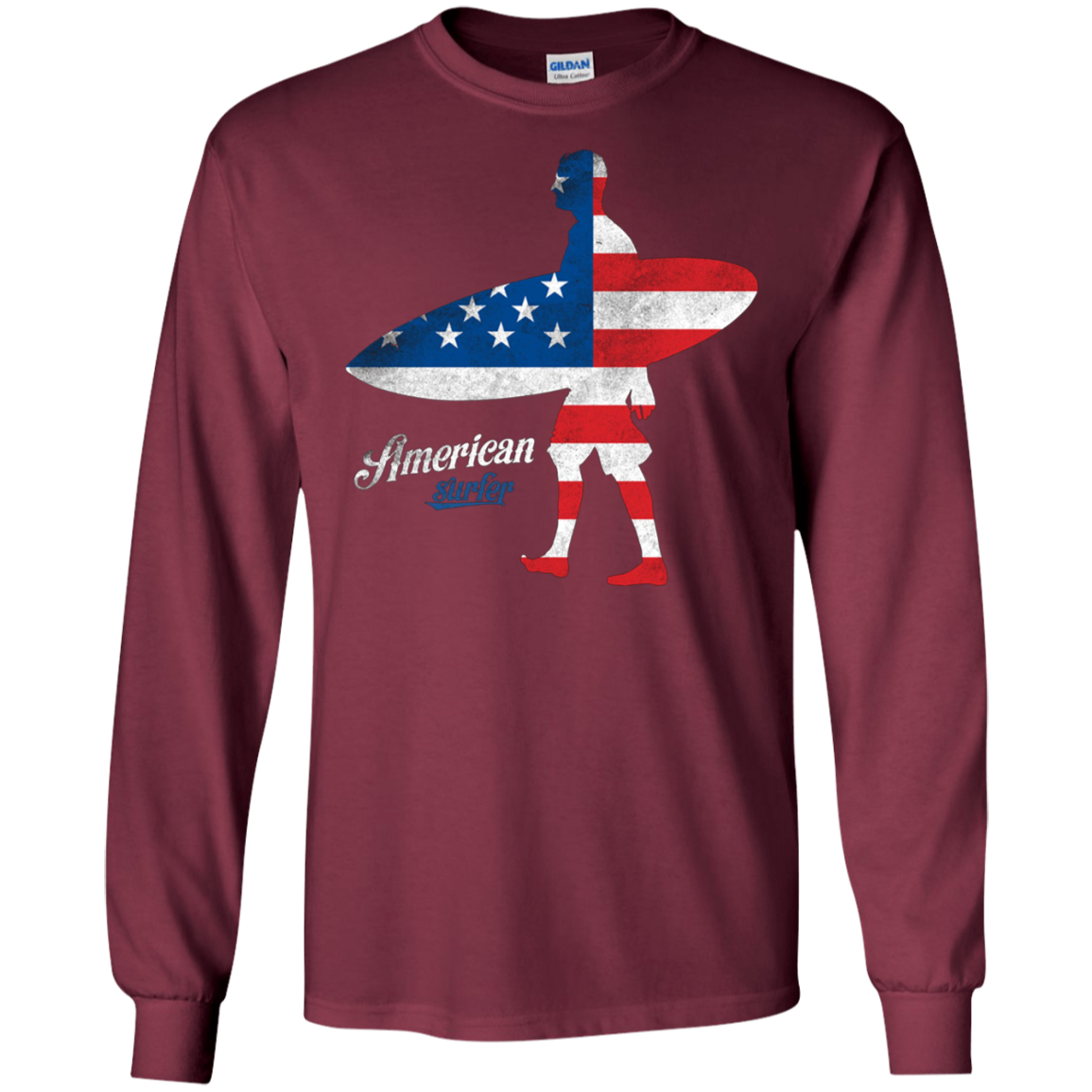 American Flag Surfer Tee Shirt USA Love Surfing Surf Gifts