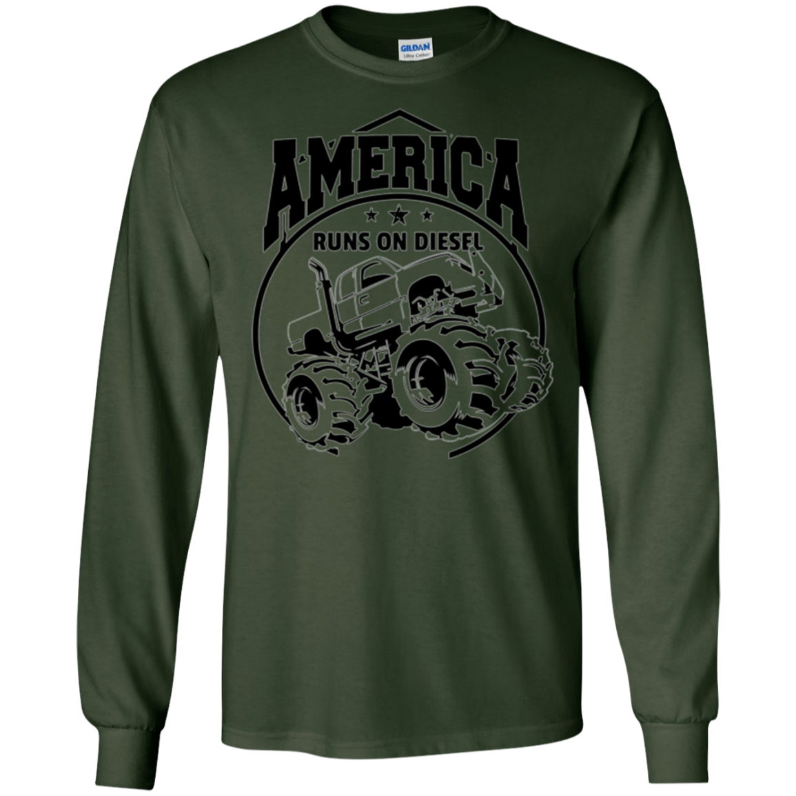 America Runs On Diesel Gear Monster SUV Truck Black T-Shirt