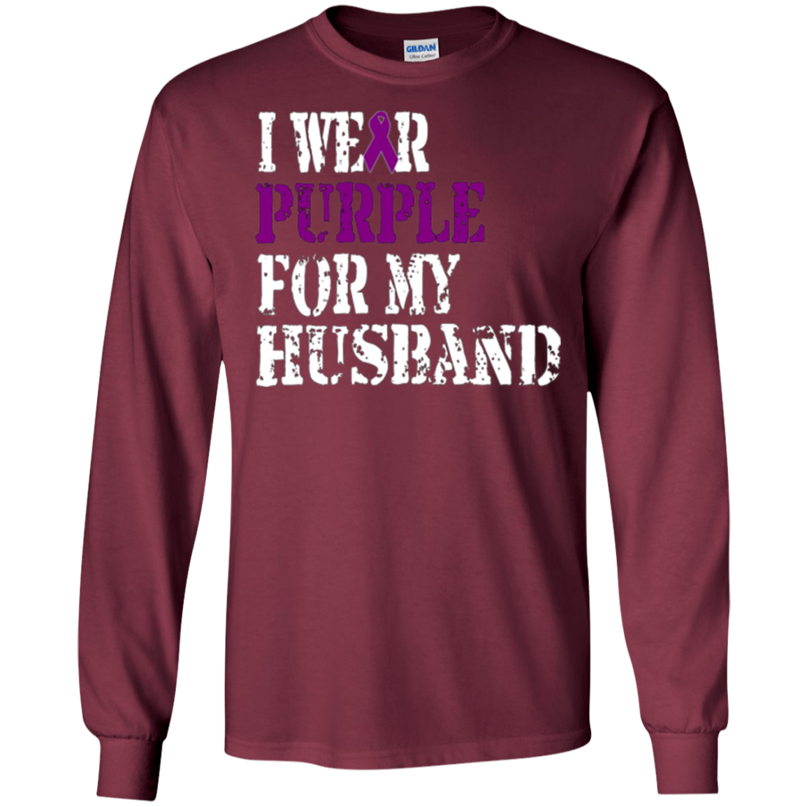 Alzheimer's Awareness T Shirt I Wear Purple For My Husband