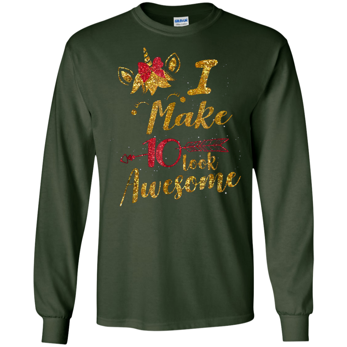 10th Birthday Gift Unicorn T-Shirt I Make 10 Look Awesome