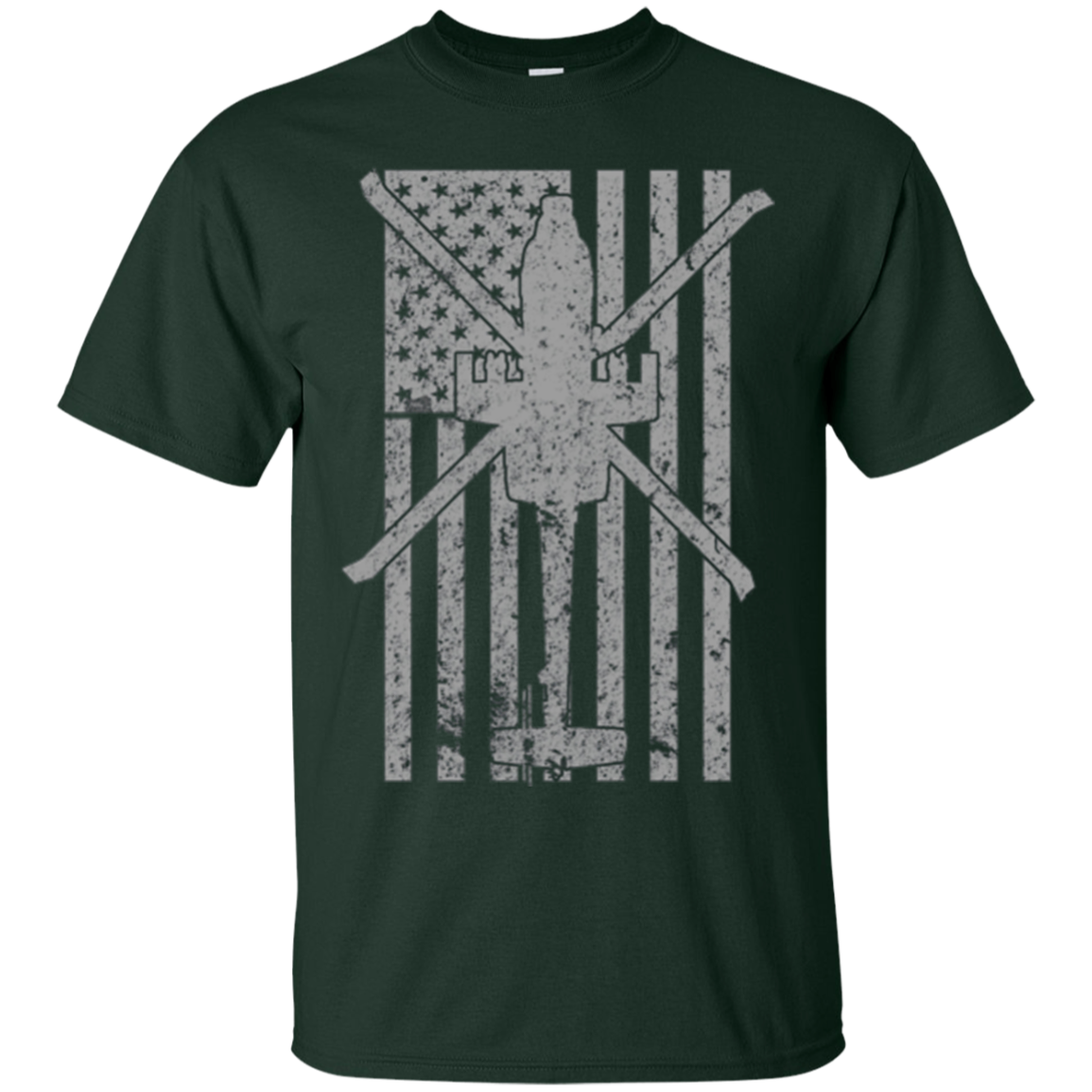 AH-64 Apache Gunship Military Helicopter Vintage Flag Tee