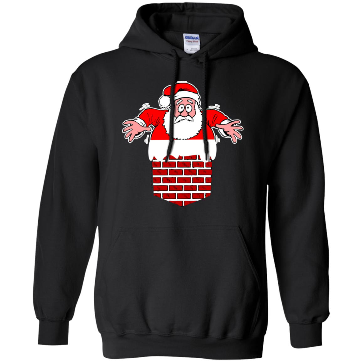 Santa Stuck In Chimney Christmas Pocket T Shirt Gift