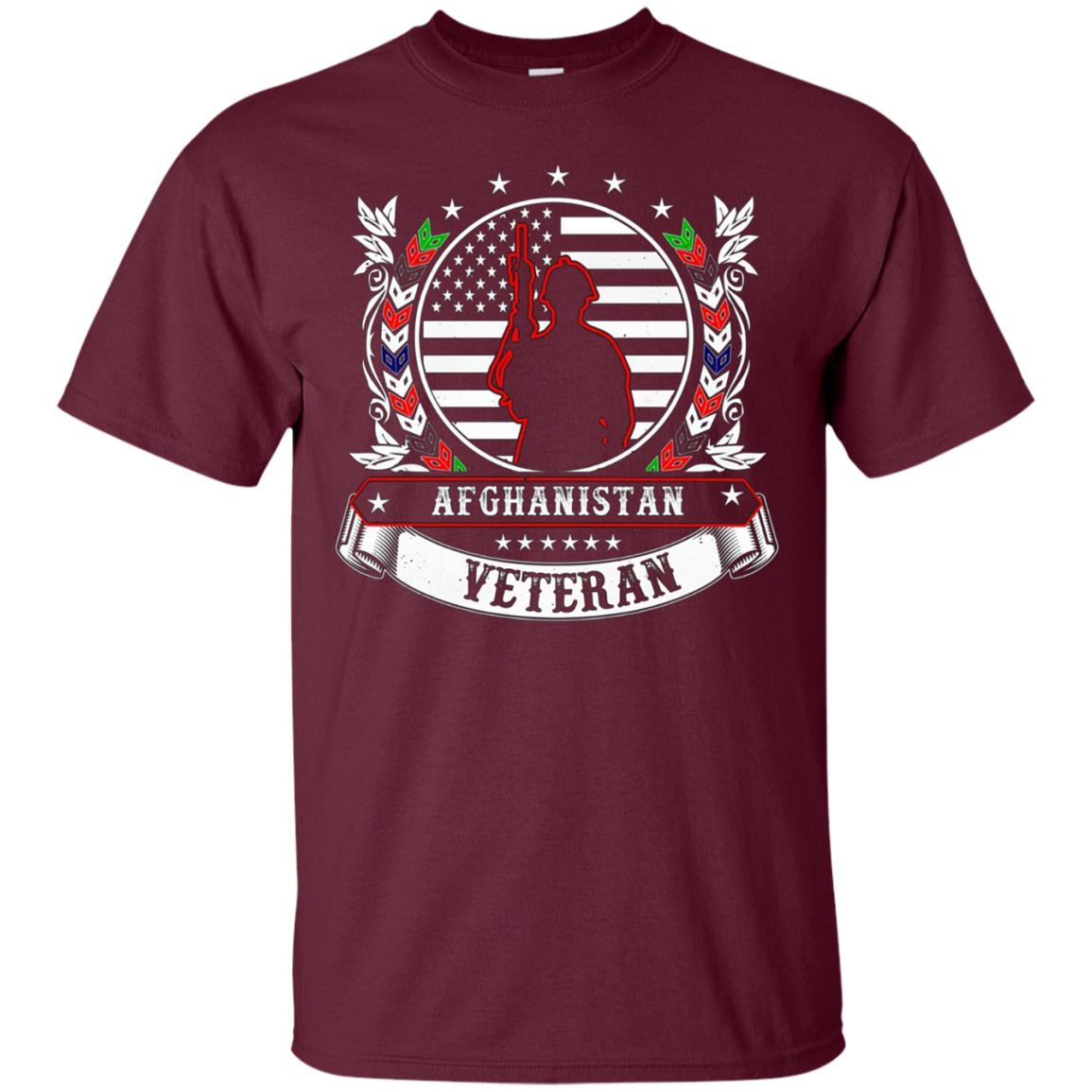 Afghanistan Military Combat Veteran T-Shirt [Back-Wreathe]