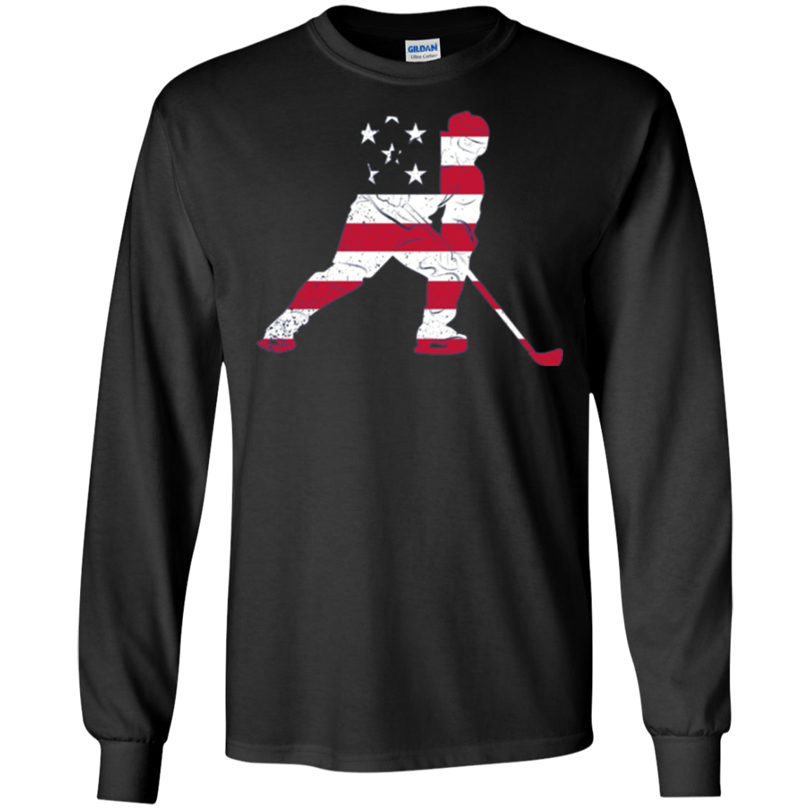 American USA Flag Ice Hockey T-Shirt Patriotic Sports Gift