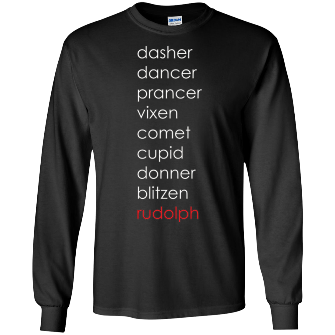 Santa's Reindeer Name List Shirt, Funny Christmas Gift