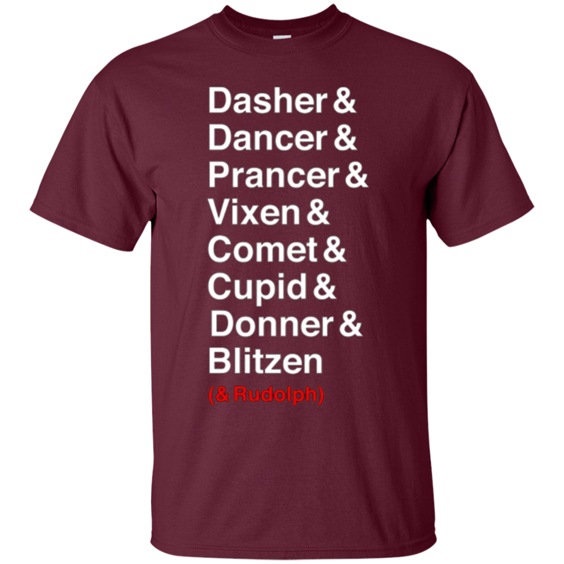 Santa's Reindeer roll call list Christmas shirt.