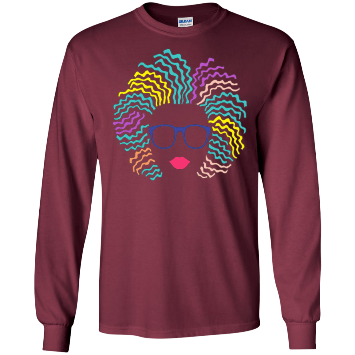 Afro Girl T-Shirt: Natural Hair & Glasses, Black Women Art