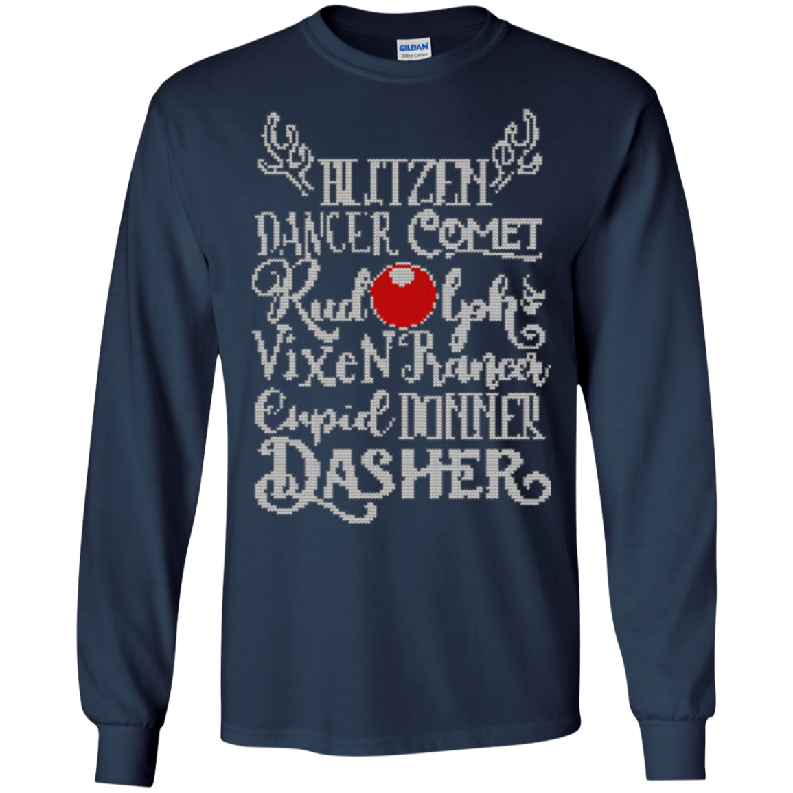 Santa's Reindeer Rudolph List Christmas Sweater Gift T-Shirt