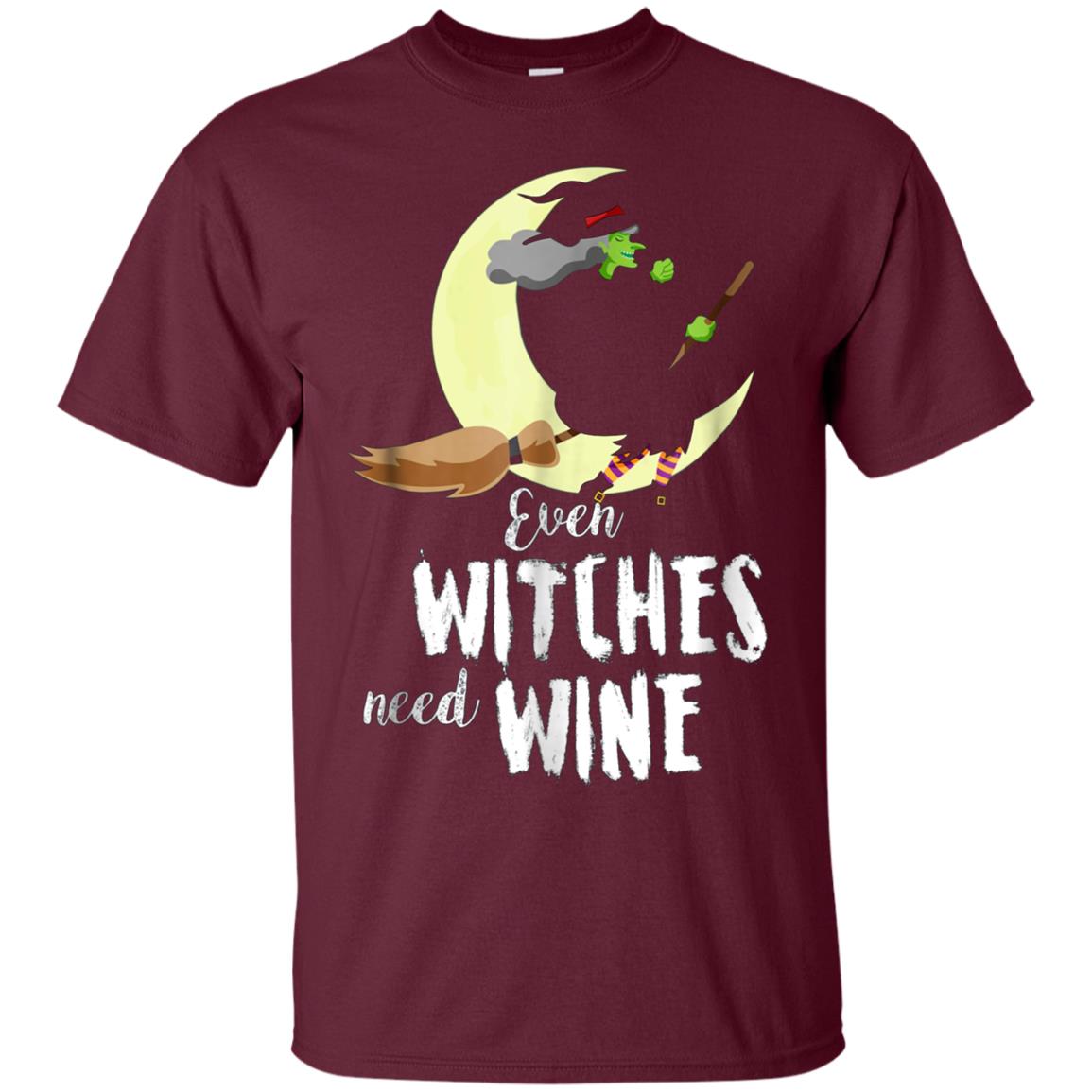 Funny Halloween T Shirt Even Witches Need Wine Shirt