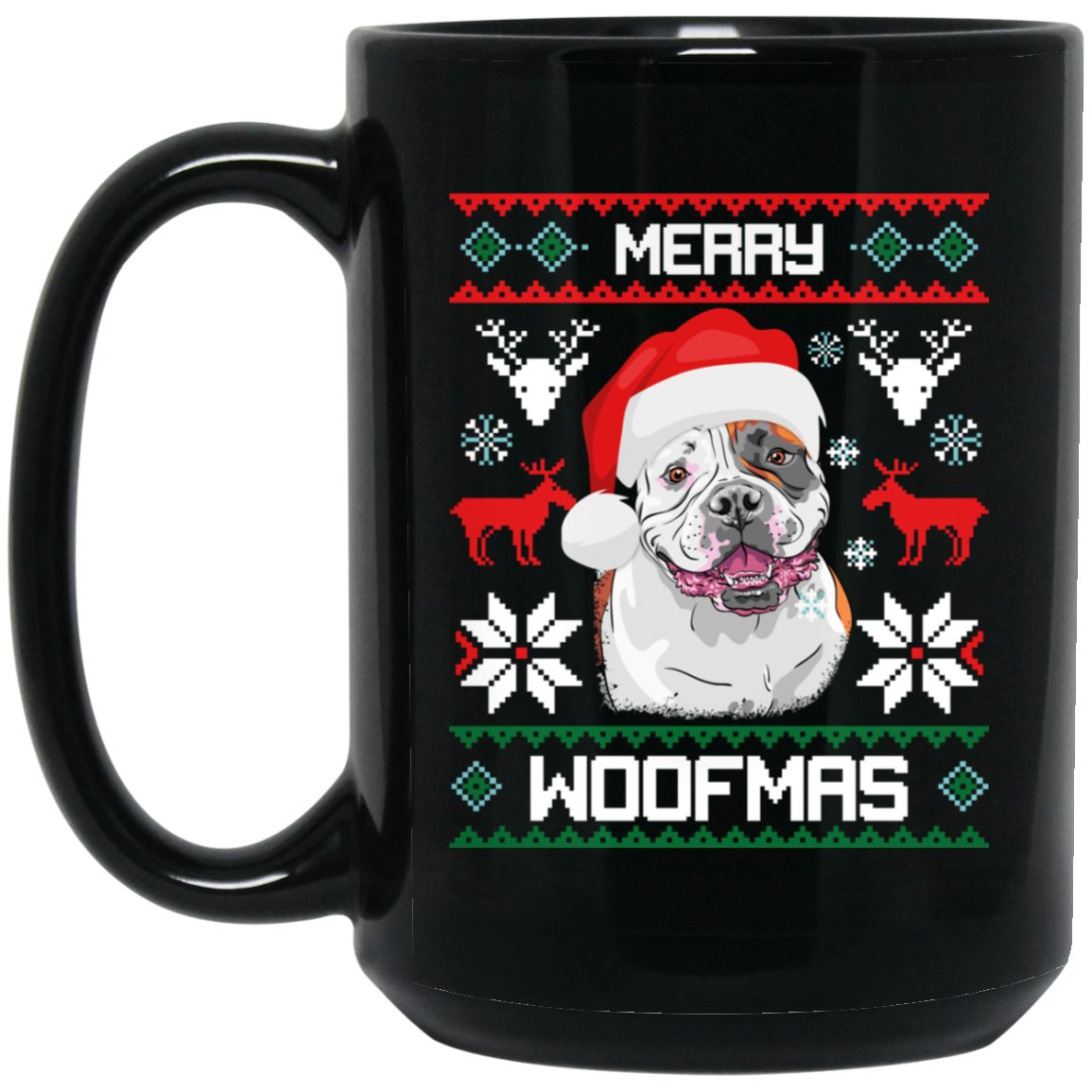 American Bulldog Merry Woofmas T-Shirt Christmas