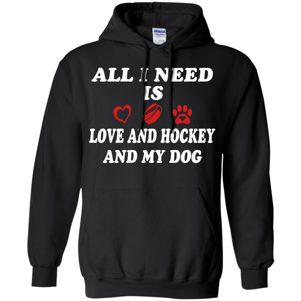 all i need is love and hockey and my dog t-shirt