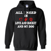 Image of all i need is love and hockey and my dog t-shirt