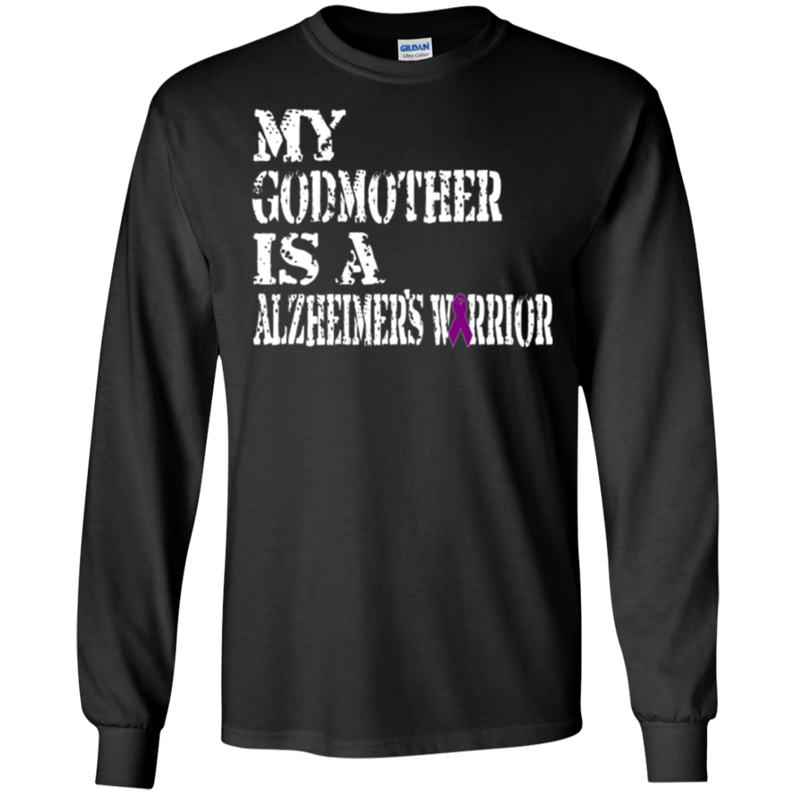 Alzheimer's Awareness Tshirt For Godmother Purple Ribbon Tee
