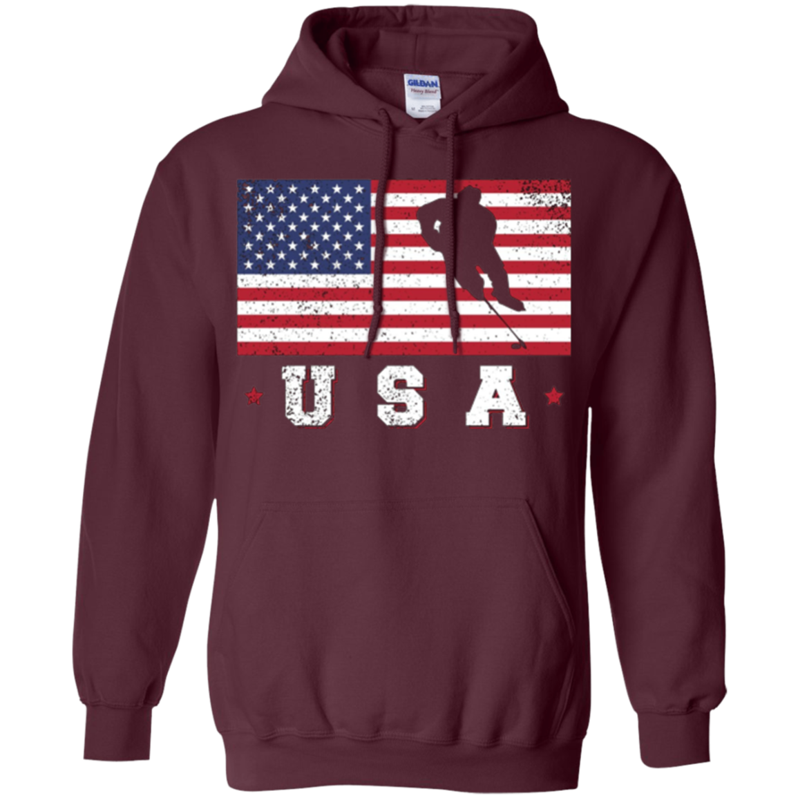 American USA Flag Ice Hockey T-Shirt Patriotic Sports Gift