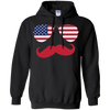 Image of Moustache de lunettes de soleil d'aviateur de drapeau des Etats-Unis américaine T-shirt de Merica