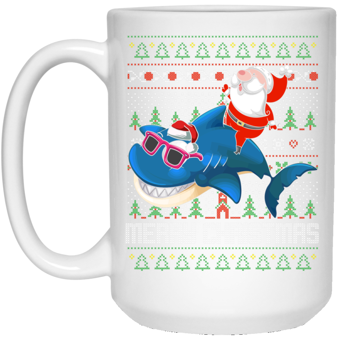 Santa Riding Shark Merry Xmas Gift Tshirt