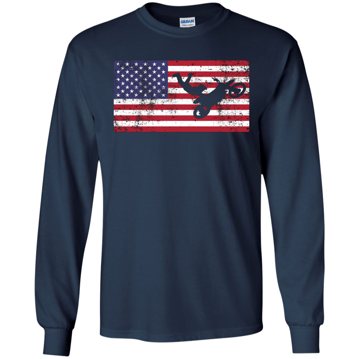 American Flag Motocross Motorcycle Patriotic T-Shirt Fun
