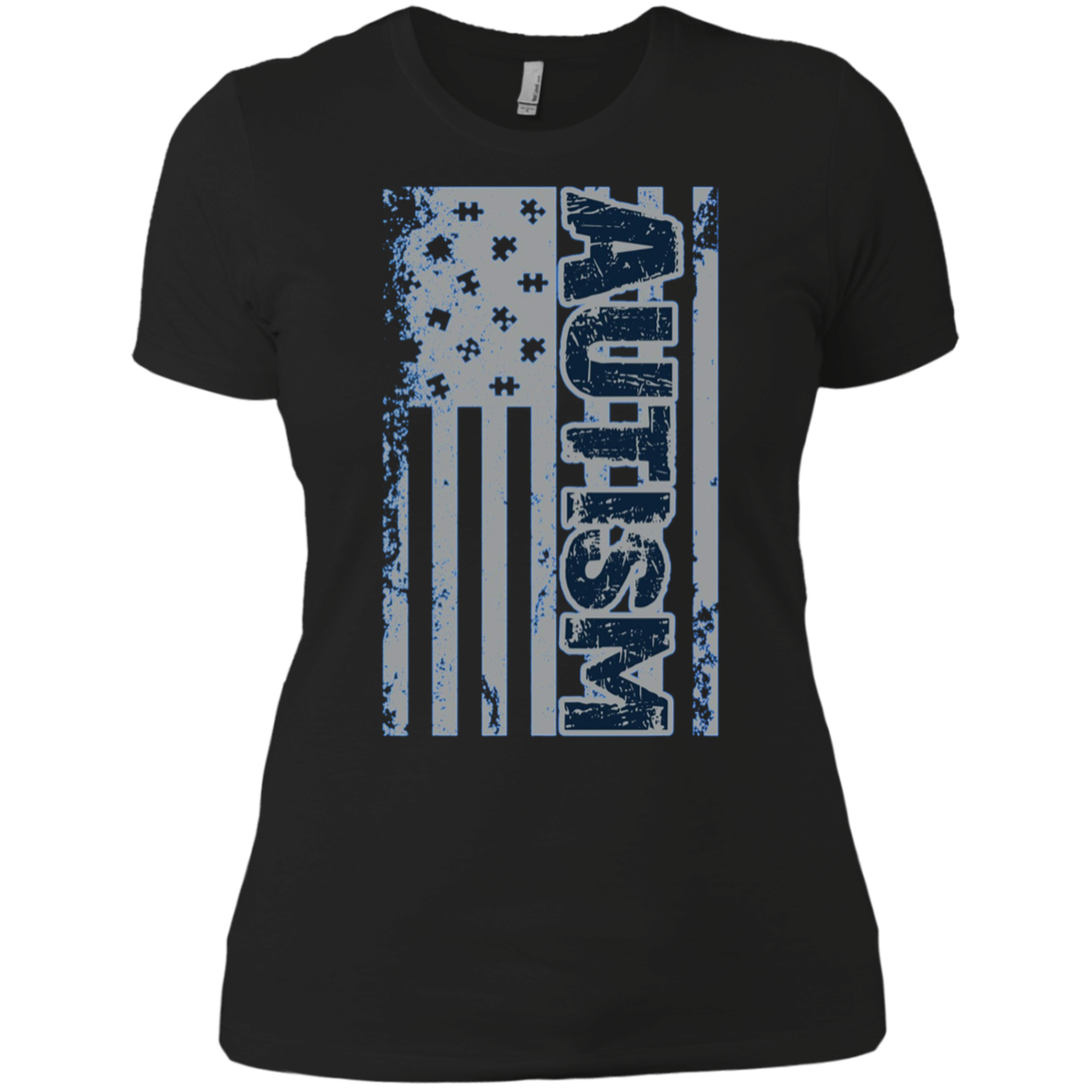 Autism Awareness T-Shirt - American Flag Puzzle Piece Shirt