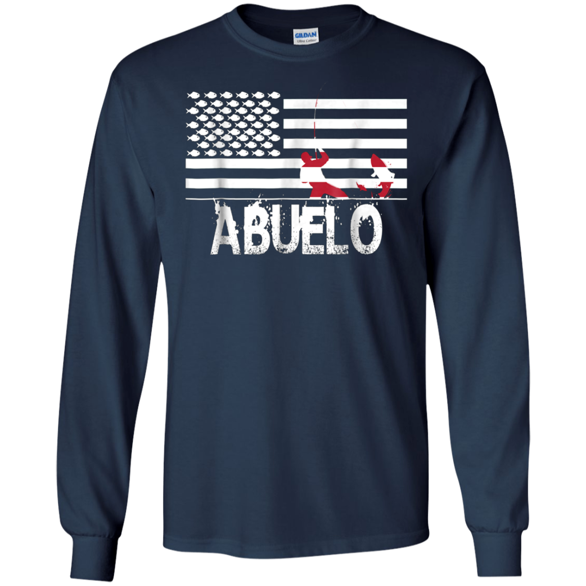 ABUELO Fishing Shirt with Patriotic Flag - Fishing Dad Gifts