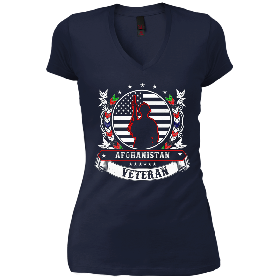 Afghanistan Military Combat Veteran T-Shirt [Back-Wreathe]