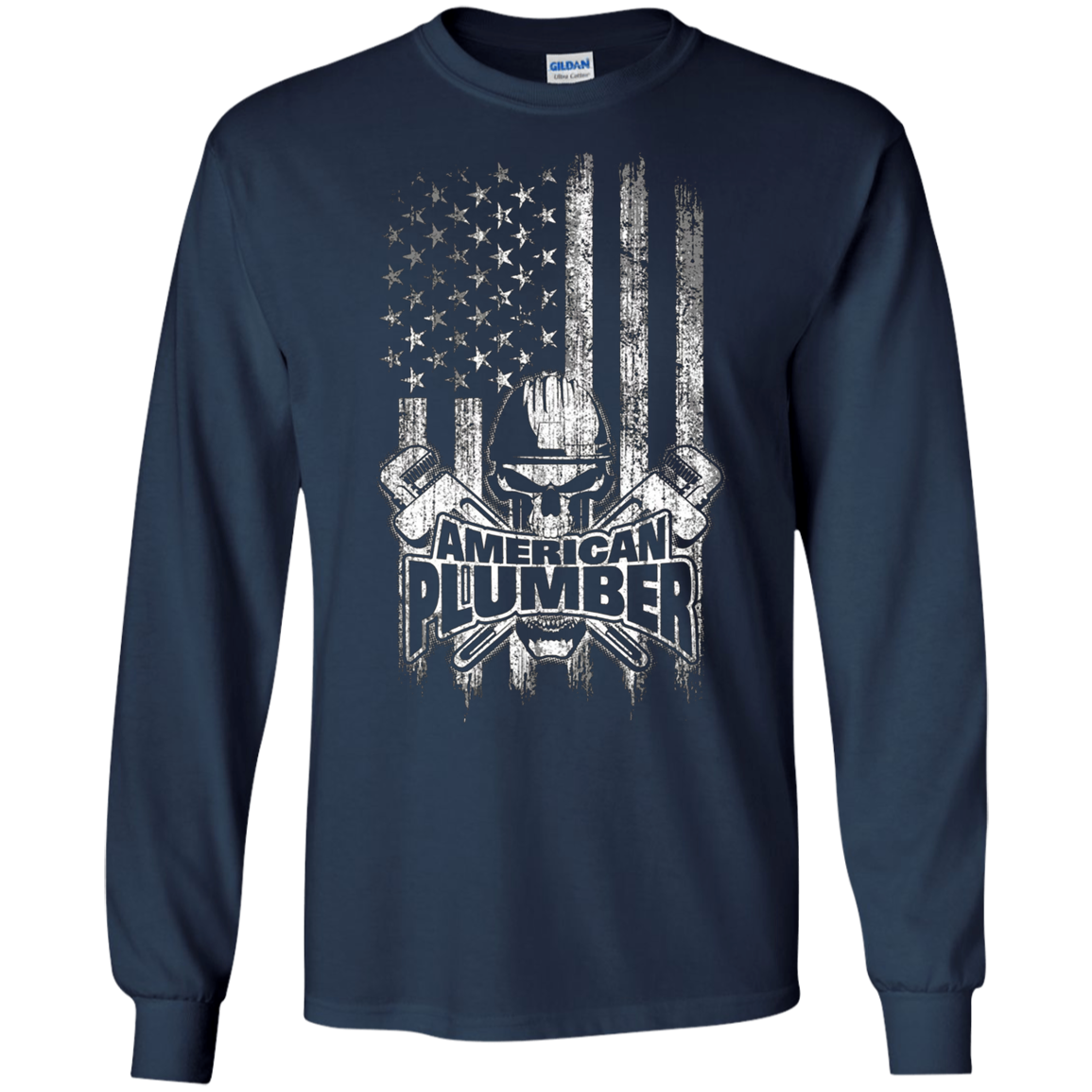 American Plumber T-Shirt Skull and Wrenches
