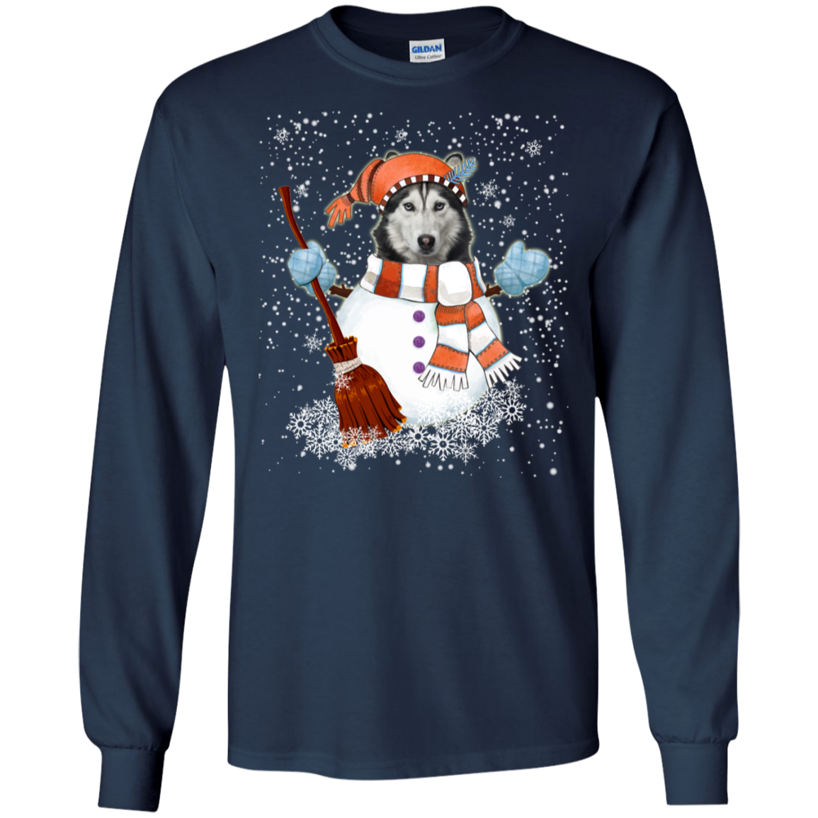 Christmas Snowman Siberian husky Funny T-shirt