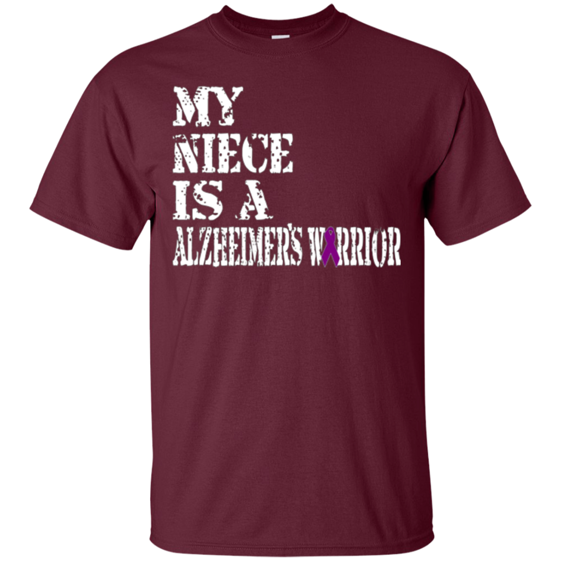 Alzheimer's Awareness T Shirt For Nieces Purple Ribbon Tee