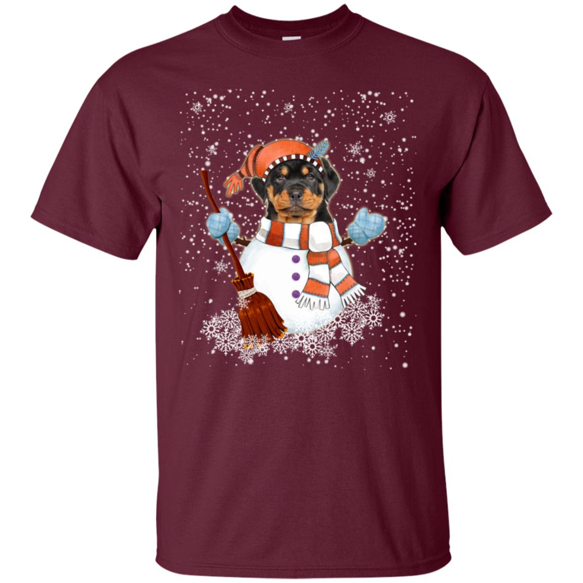 Christmas Snowman Rottweiler Funny T-shirt