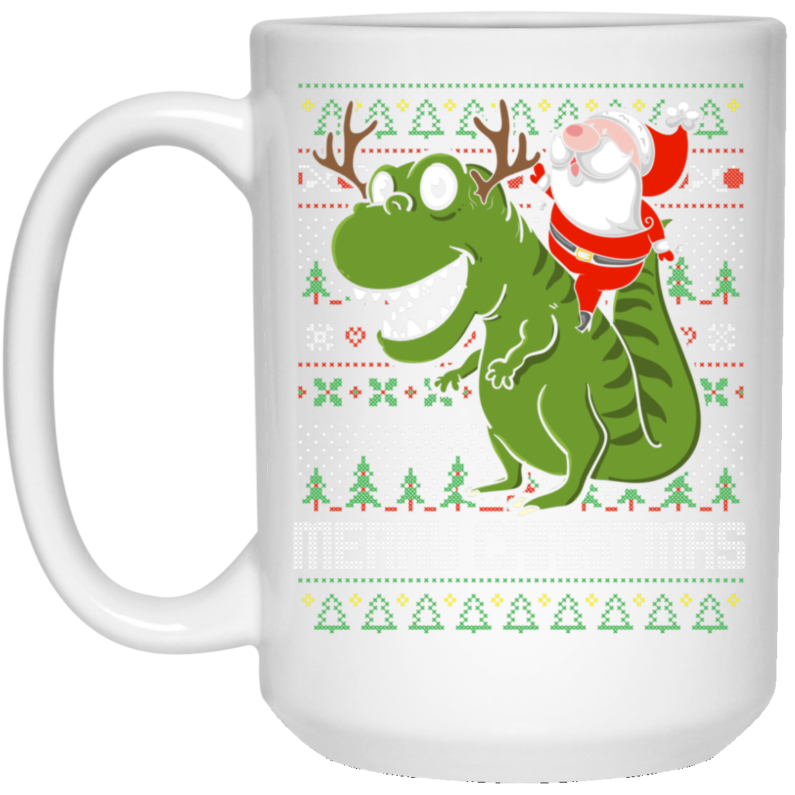 Santa Riding Dinosaur Tyrannosaurus Gift Tshirt