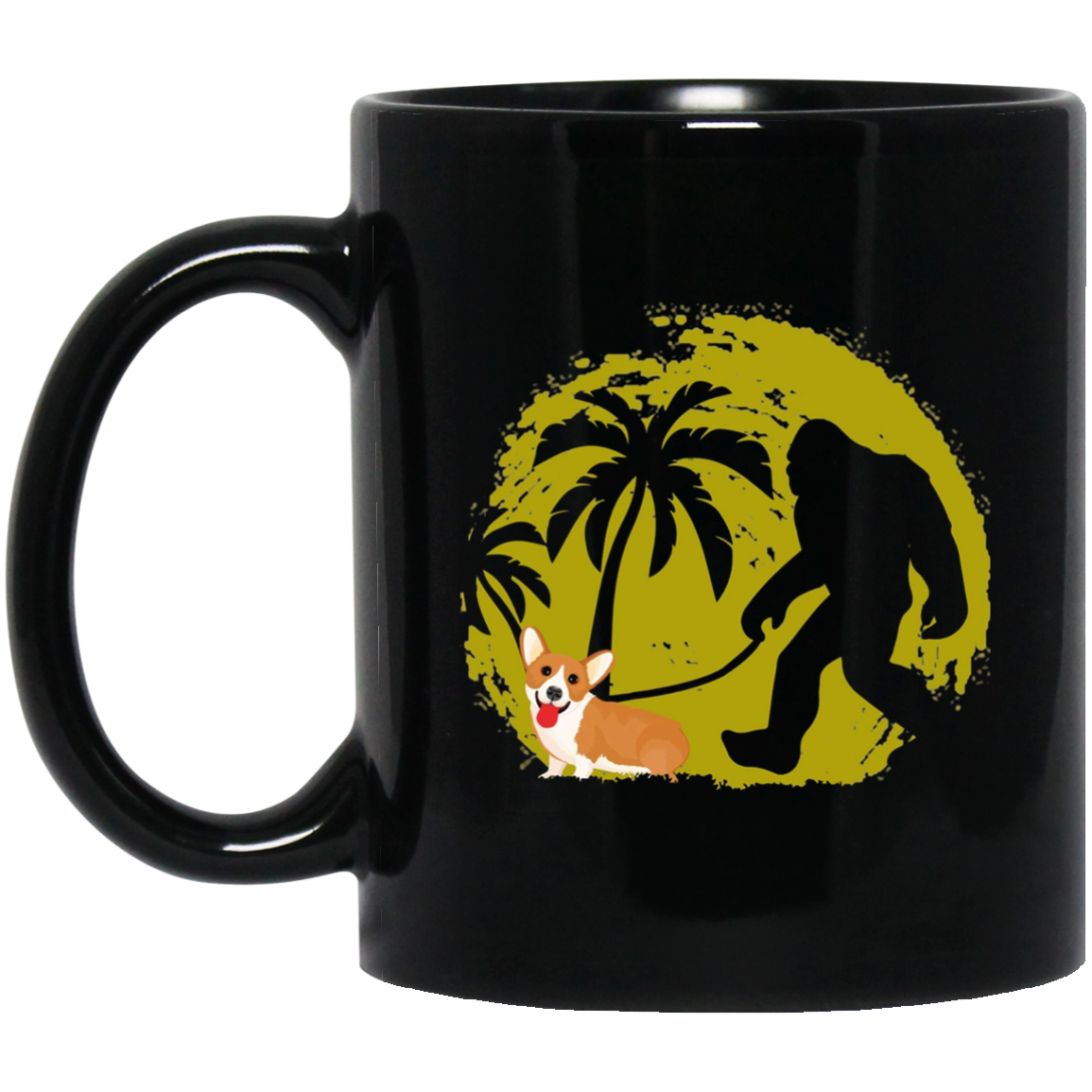 Bigfoot Walking Corgi T Shirt Funny Cute Sasquatch Gift