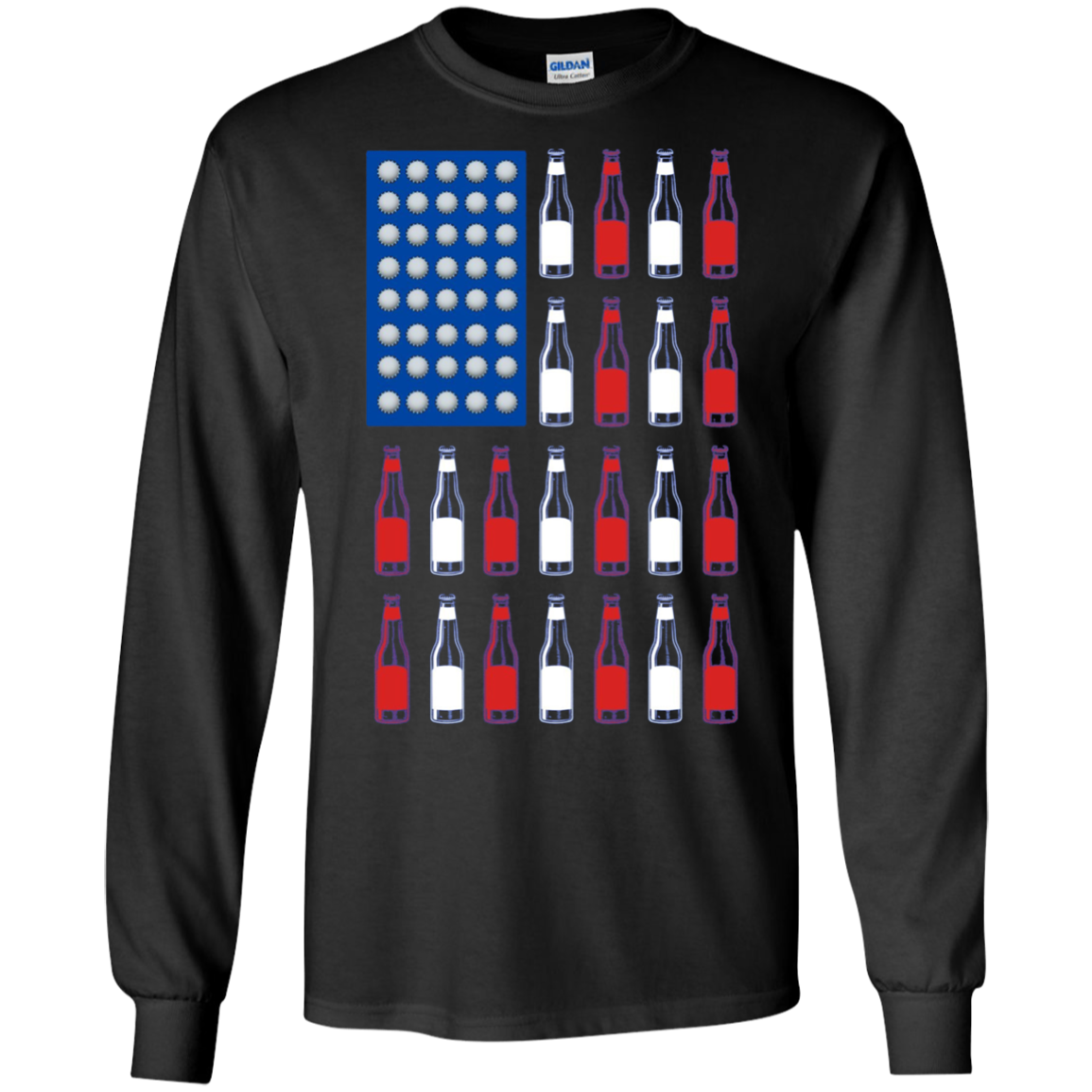 American Beer Pong Flag 4th of July Drinking Long Sleeve