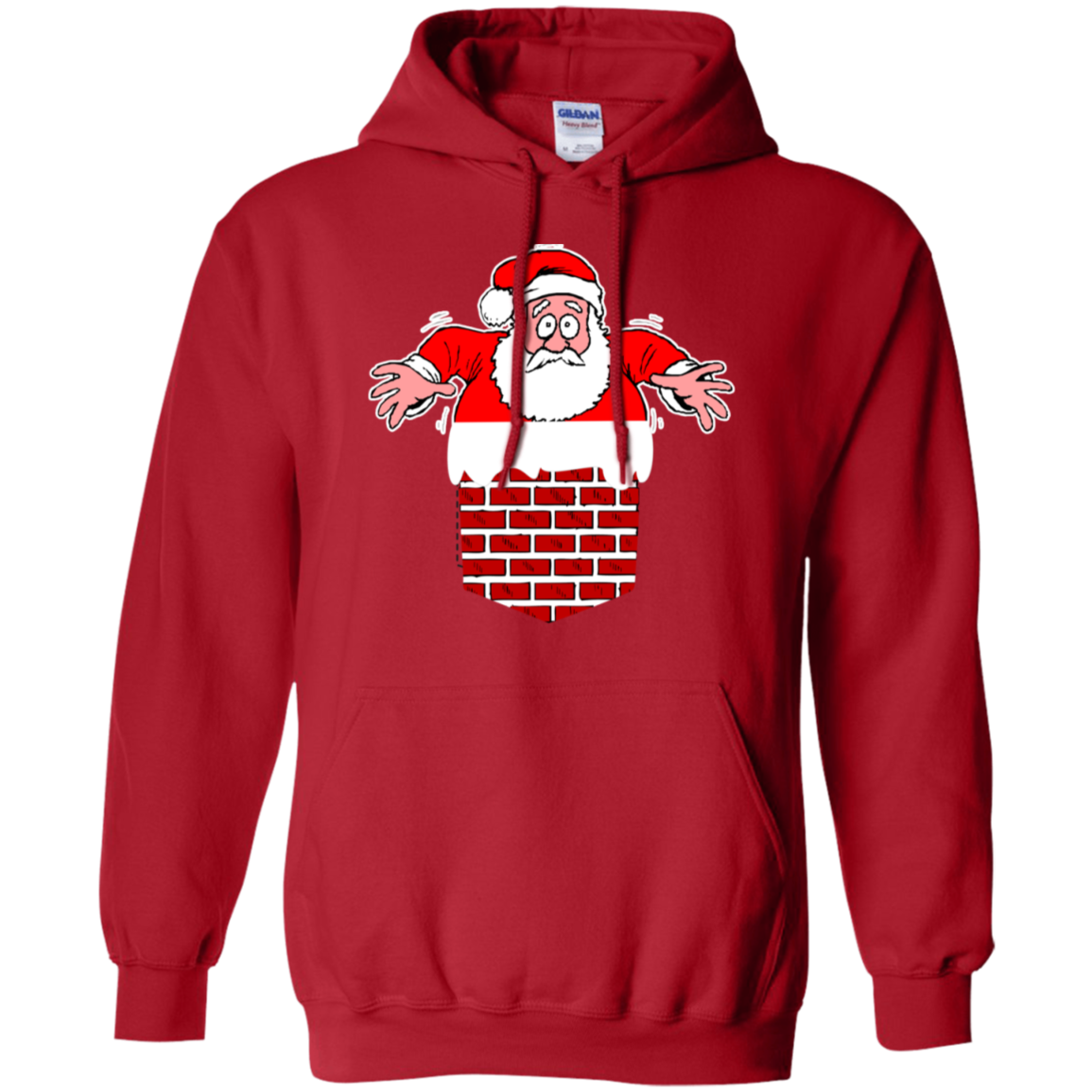 Santa Stuck In Chimney Christmas Pocket T Shirt Gift