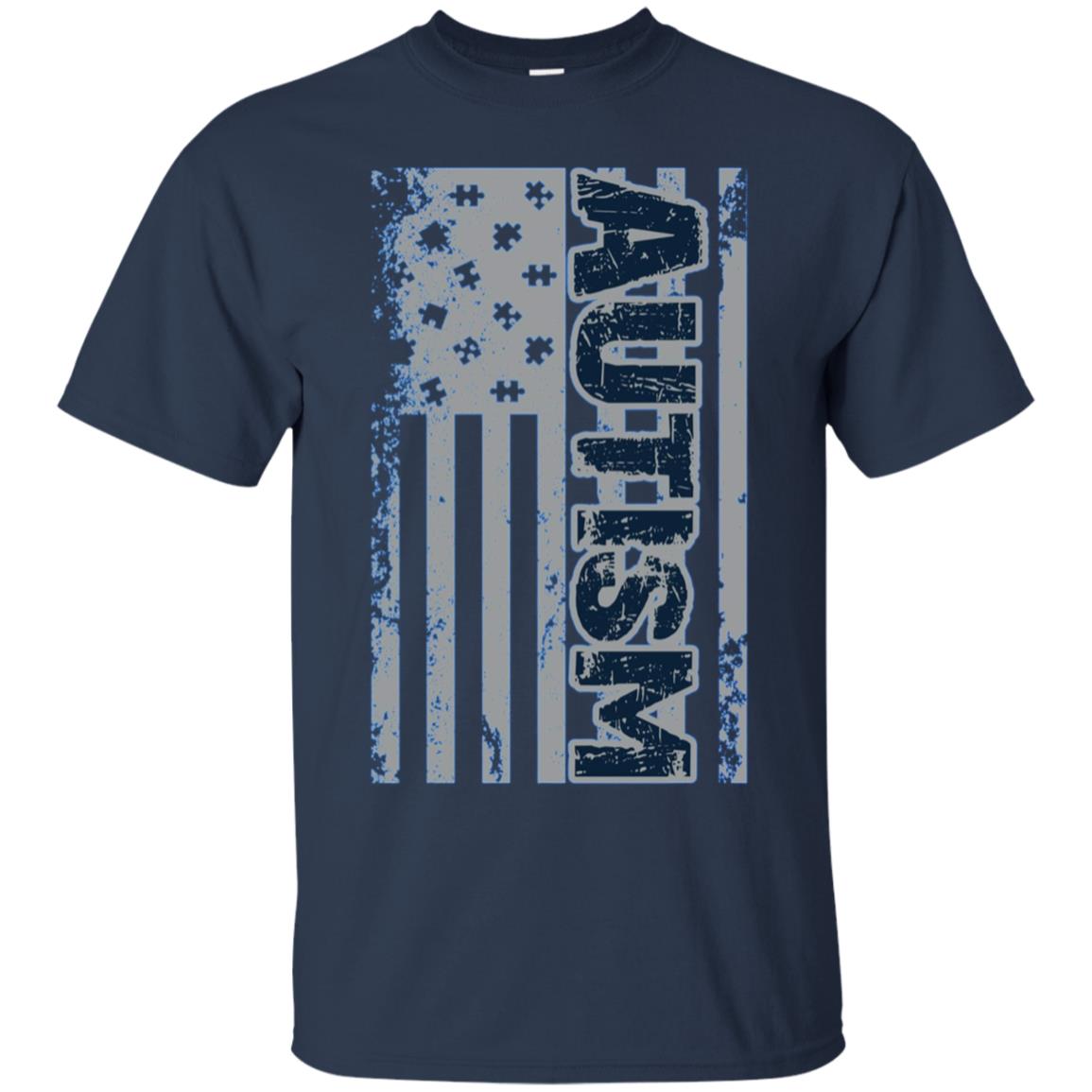 Autism Awareness T-Shirt - American Flag Puzzle Piece Shirt