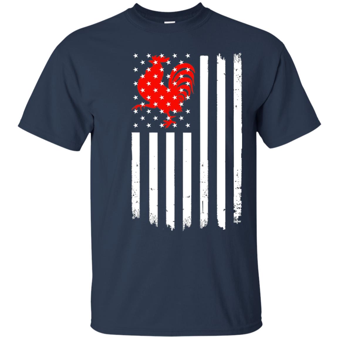 American US Flag Rooster Chicken T Shirt-Funny Patriotic Tee
