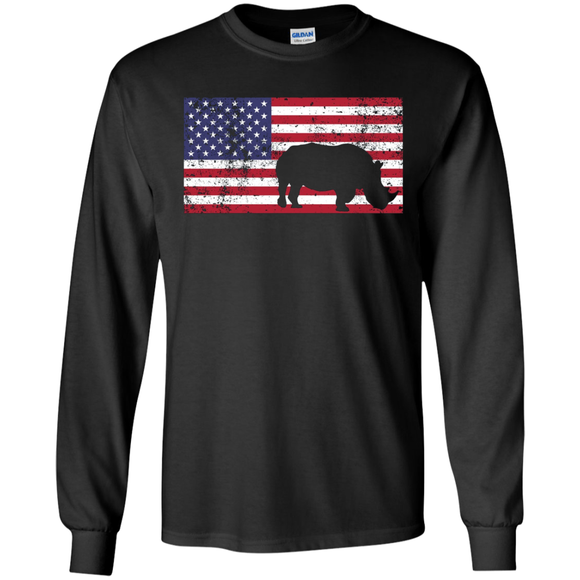 American Flag Rhino Love Conservation Rhinoceros T-Shirt Fun