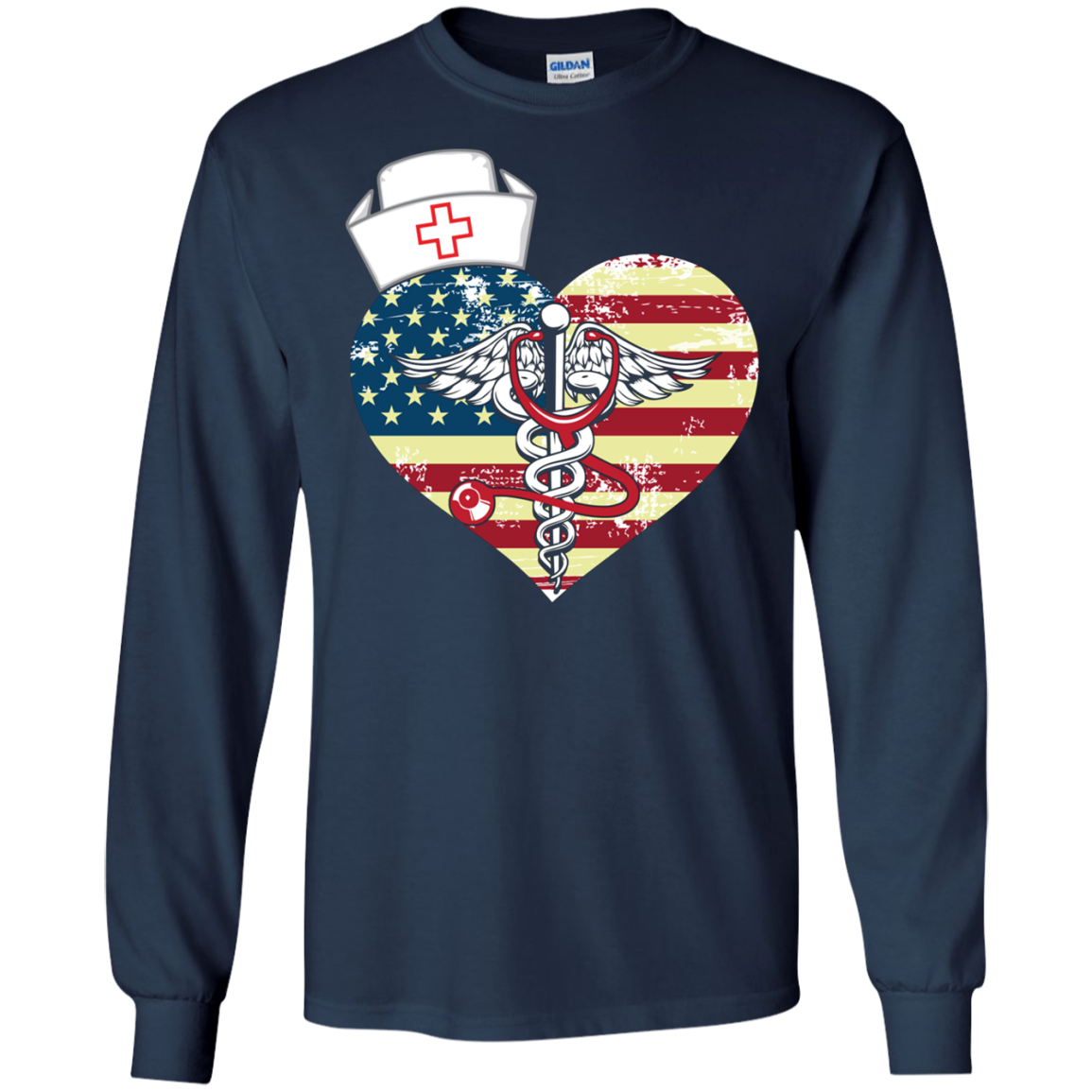 American Flag Nursing Heart National Nurse Week T-shirt