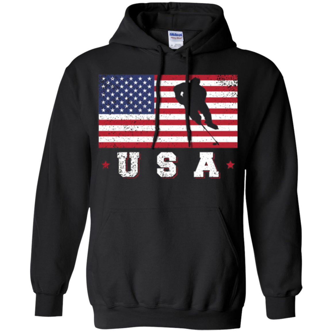 American USA Flag Ice Hockey T-Shirt Patriotic Sports Gift