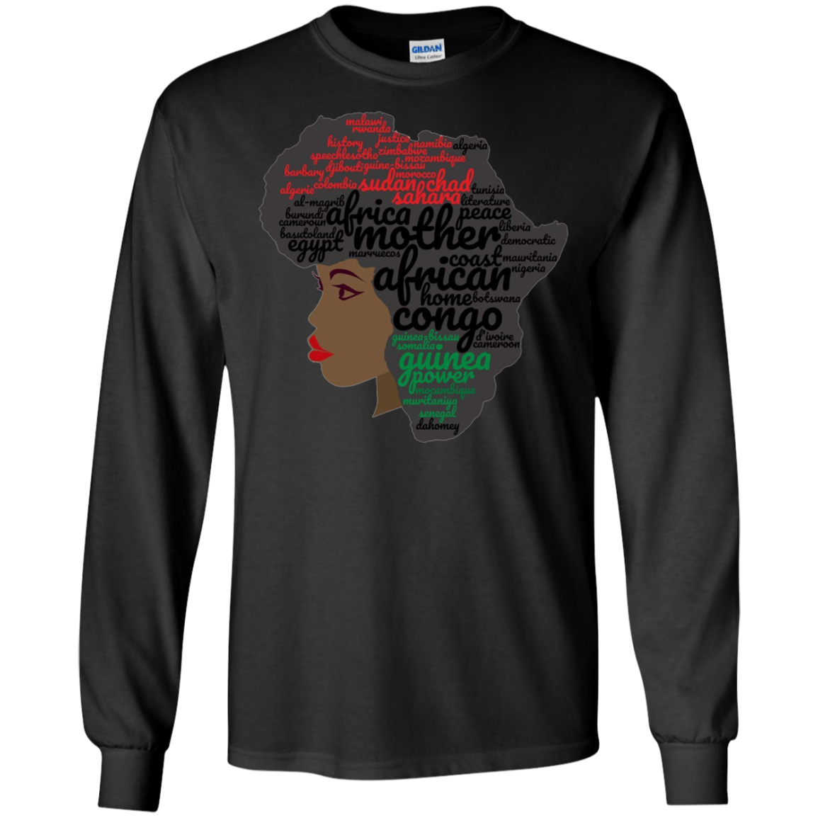 Afro Word Art Natural Hair T-Shirt for Black Women