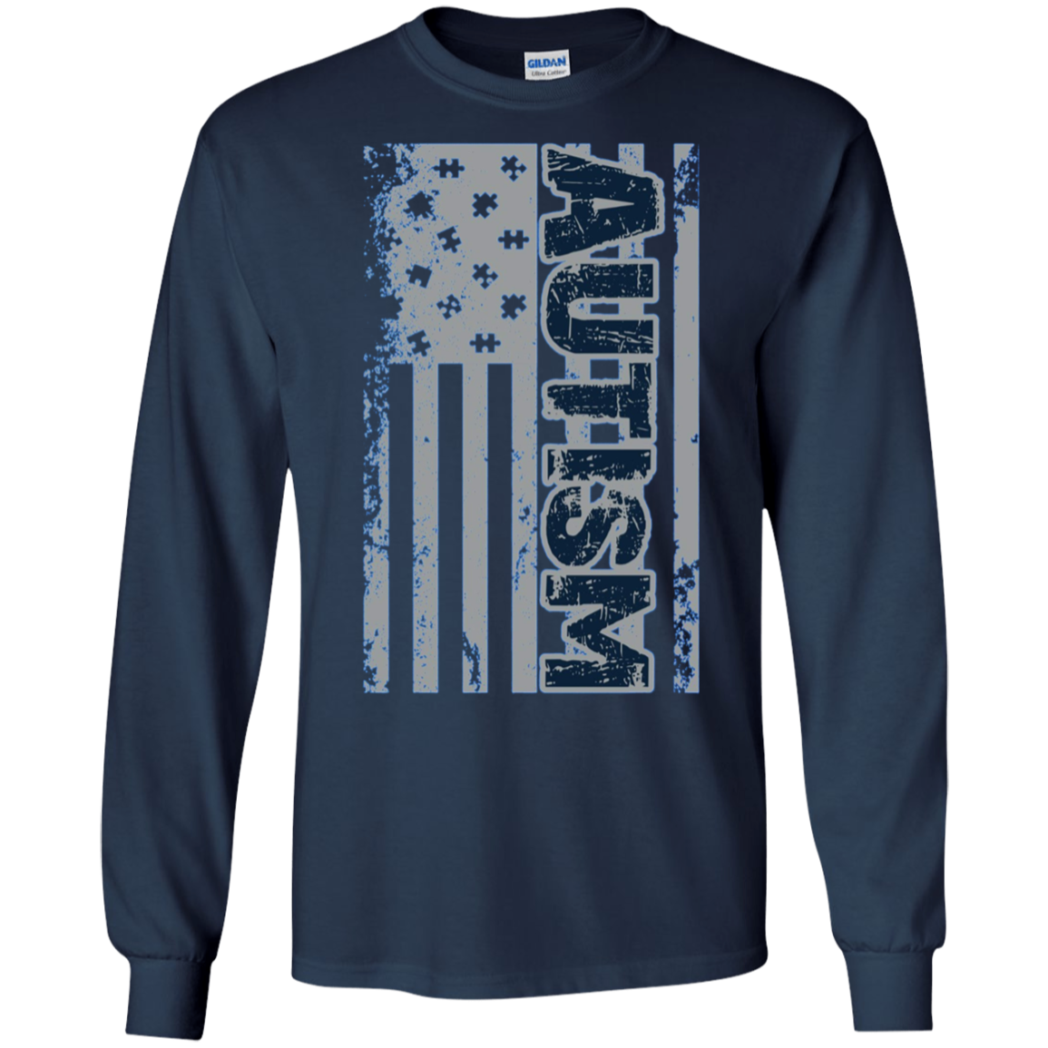 Autism Awareness T-Shirt - American Flag Puzzle Piece Shirt