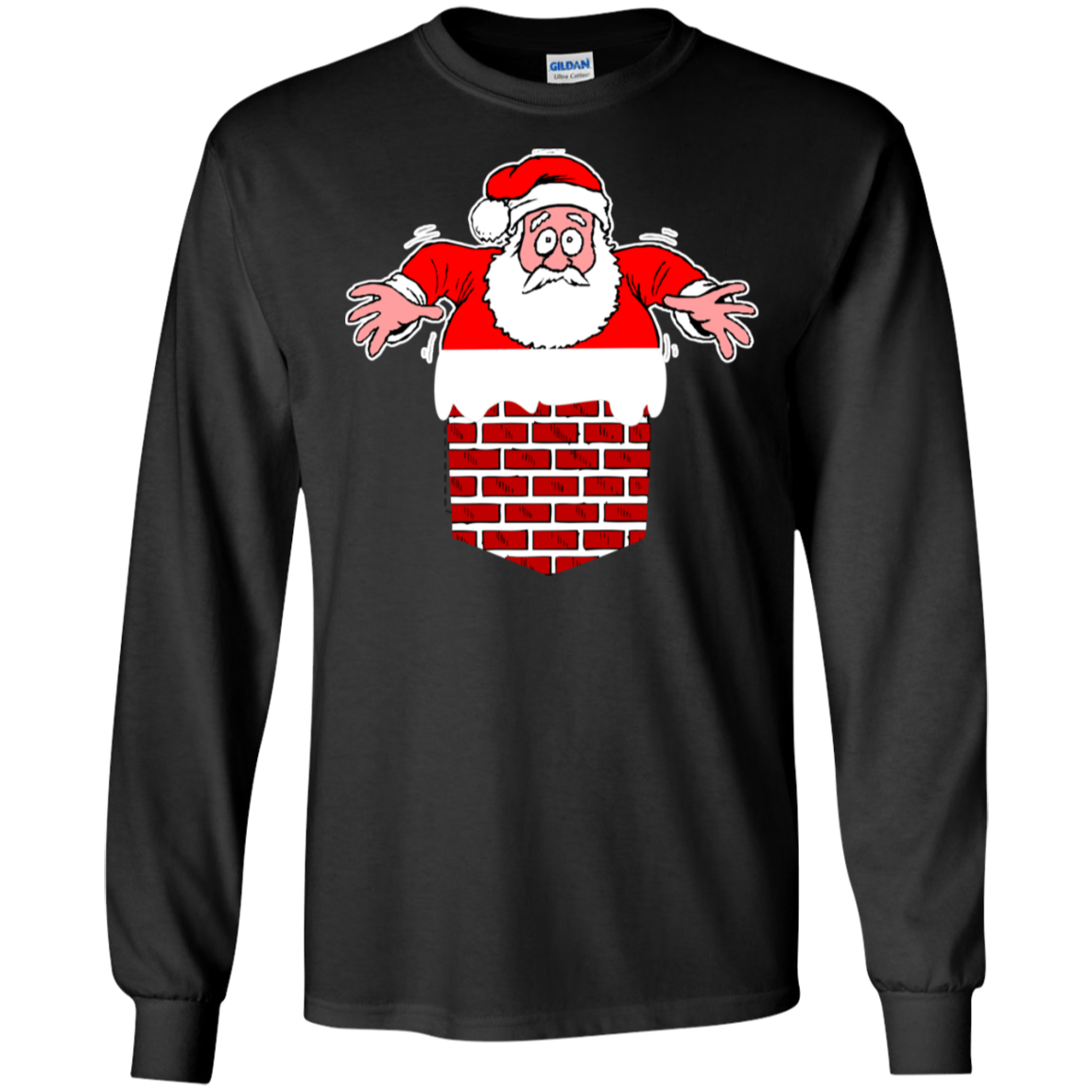 Santa Stuck In Chimney Christmas Pocket T Shirt Gift