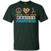Image of Autism Awareness Peace Love Hope Puzzle Ribbon T-shirt