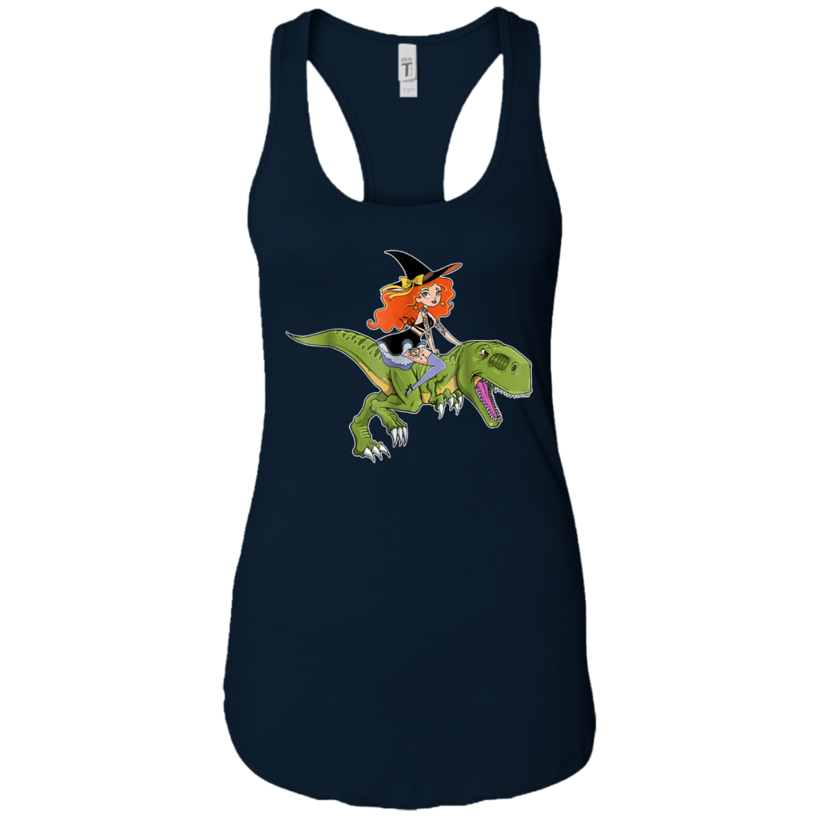 Witch Riding Dinosaur Halloween Costume Funny Gift Shirt