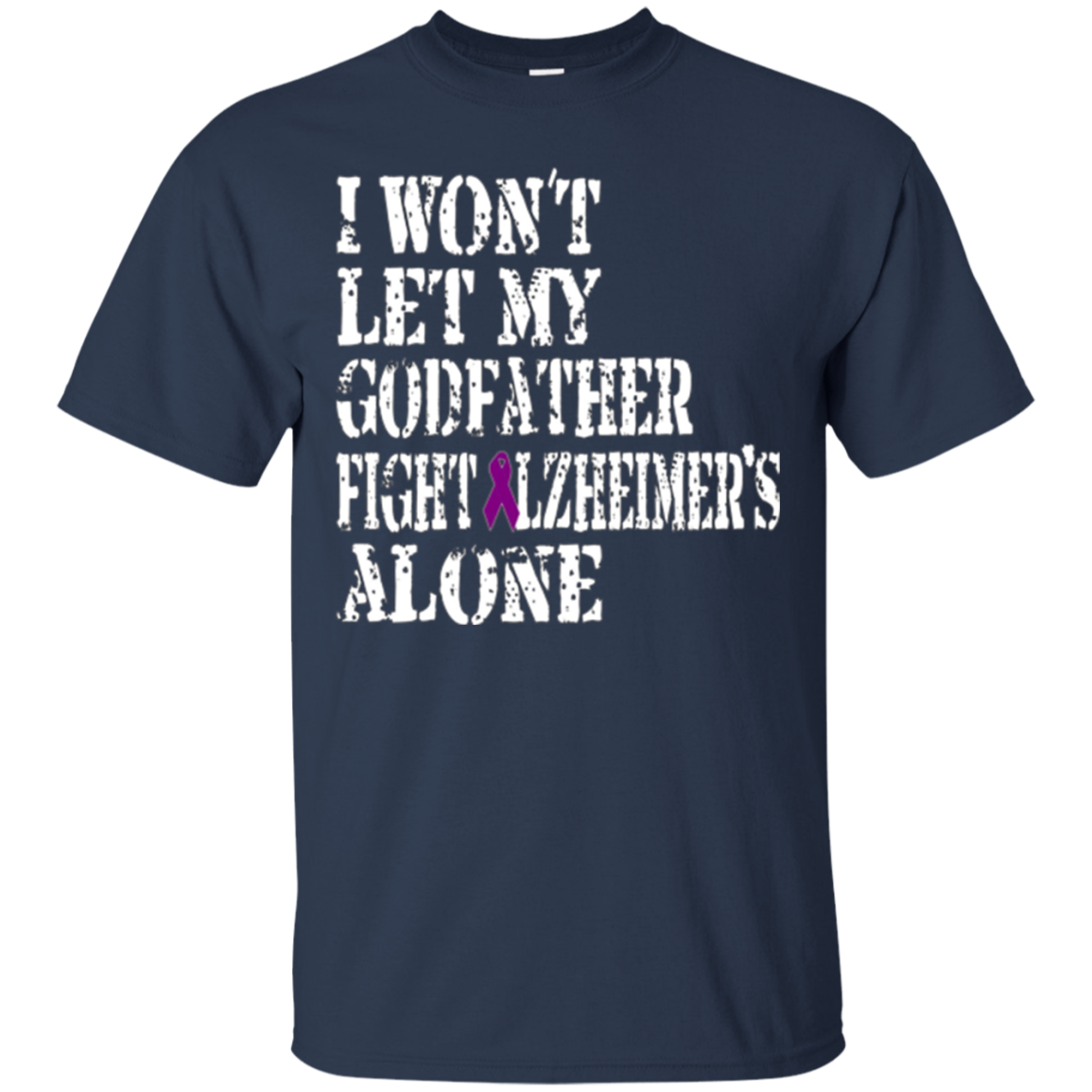Alzheimer's Awareness Tee For Godfathers Purple Ribbon Tee
